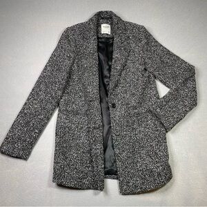 Abercrombie & Fitch Wool-Blend Blazer Coat Size M Black & White Tweeted pattern